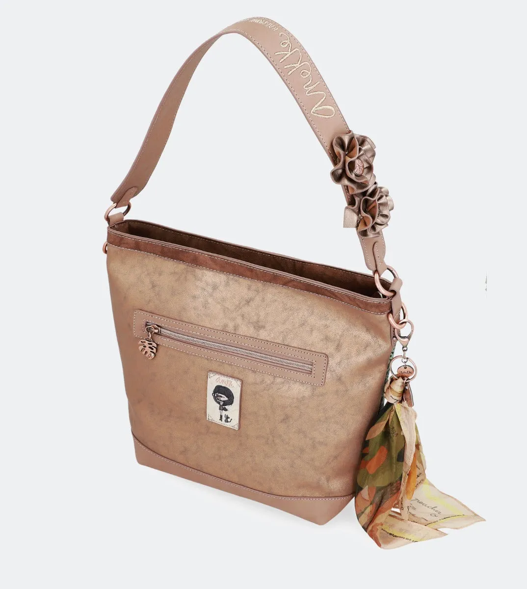 Nature crossbody bag with a floral strap