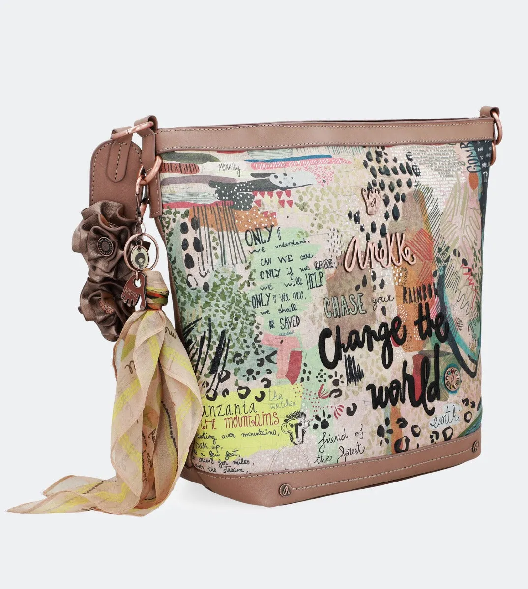 Nature crossbody bag with a floral strap