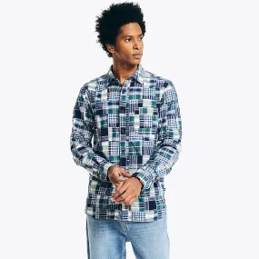 Nautica Men's Patchwork Plaid Shirt Peacoat