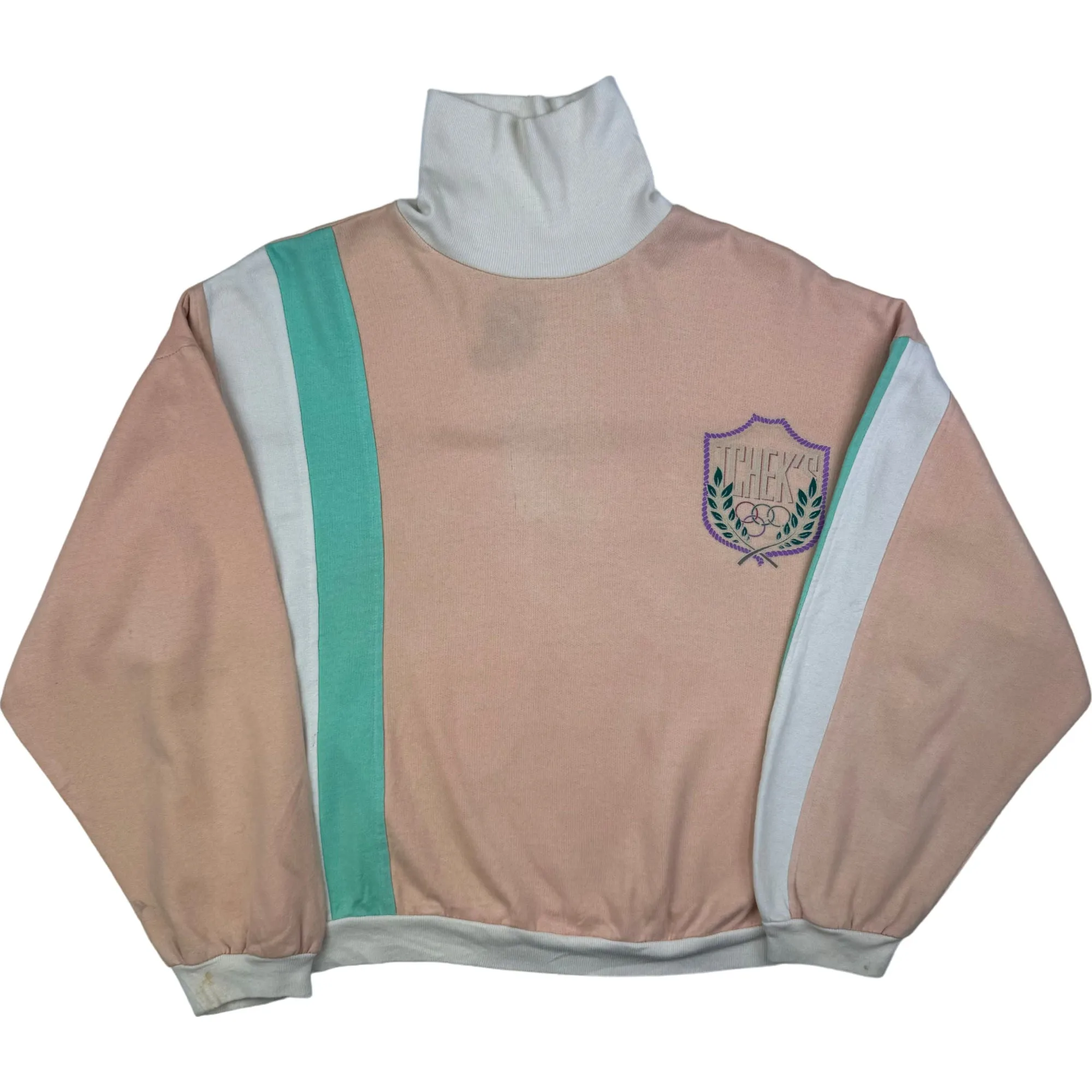 Olympic Colourblock Turtleneck Sweatshirt Salmon Pink