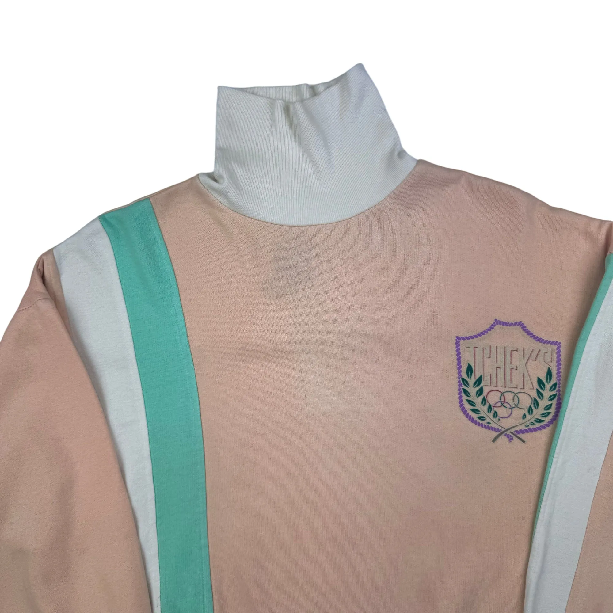 Olympic Colourblock Turtleneck Sweatshirt Salmon Pink