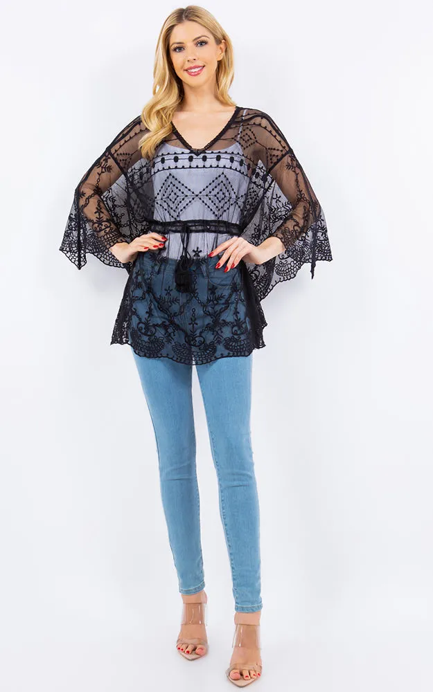 PA4241 Lace Cover Up Poncho