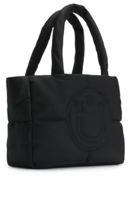 Padded tote bag with Happy HUGO logo