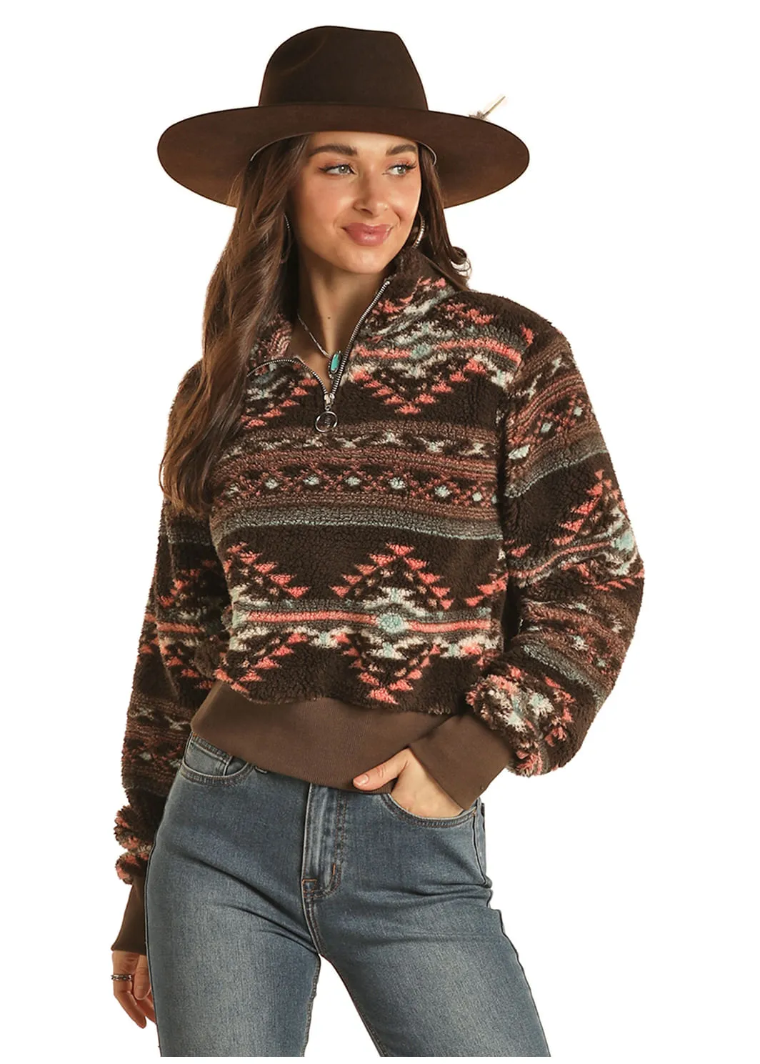 Panhandle Slim Womens Chocolate Aztec Pullover