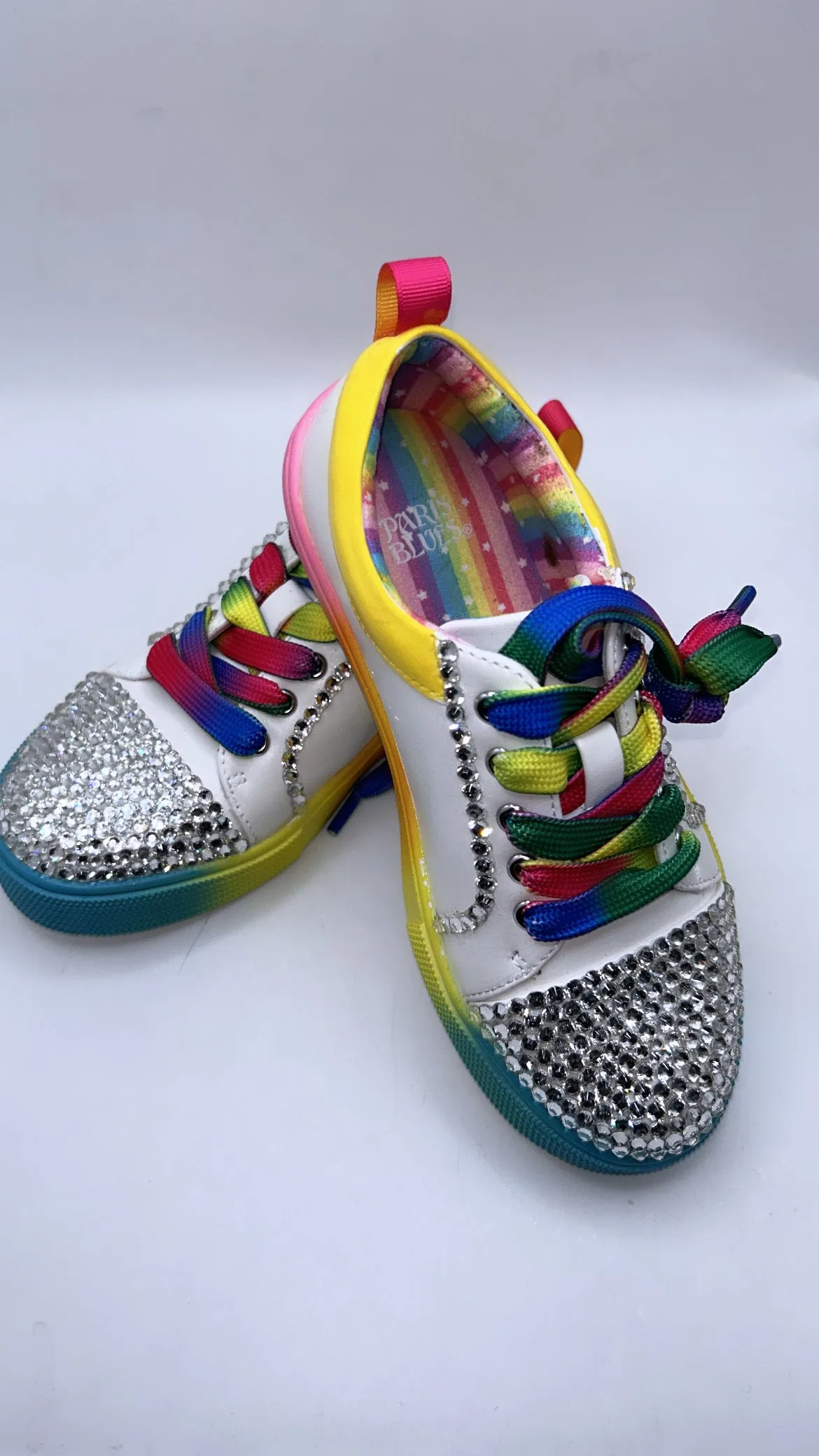 Paris Blues White/Rainbow with Bedazzle Tennis Shoes