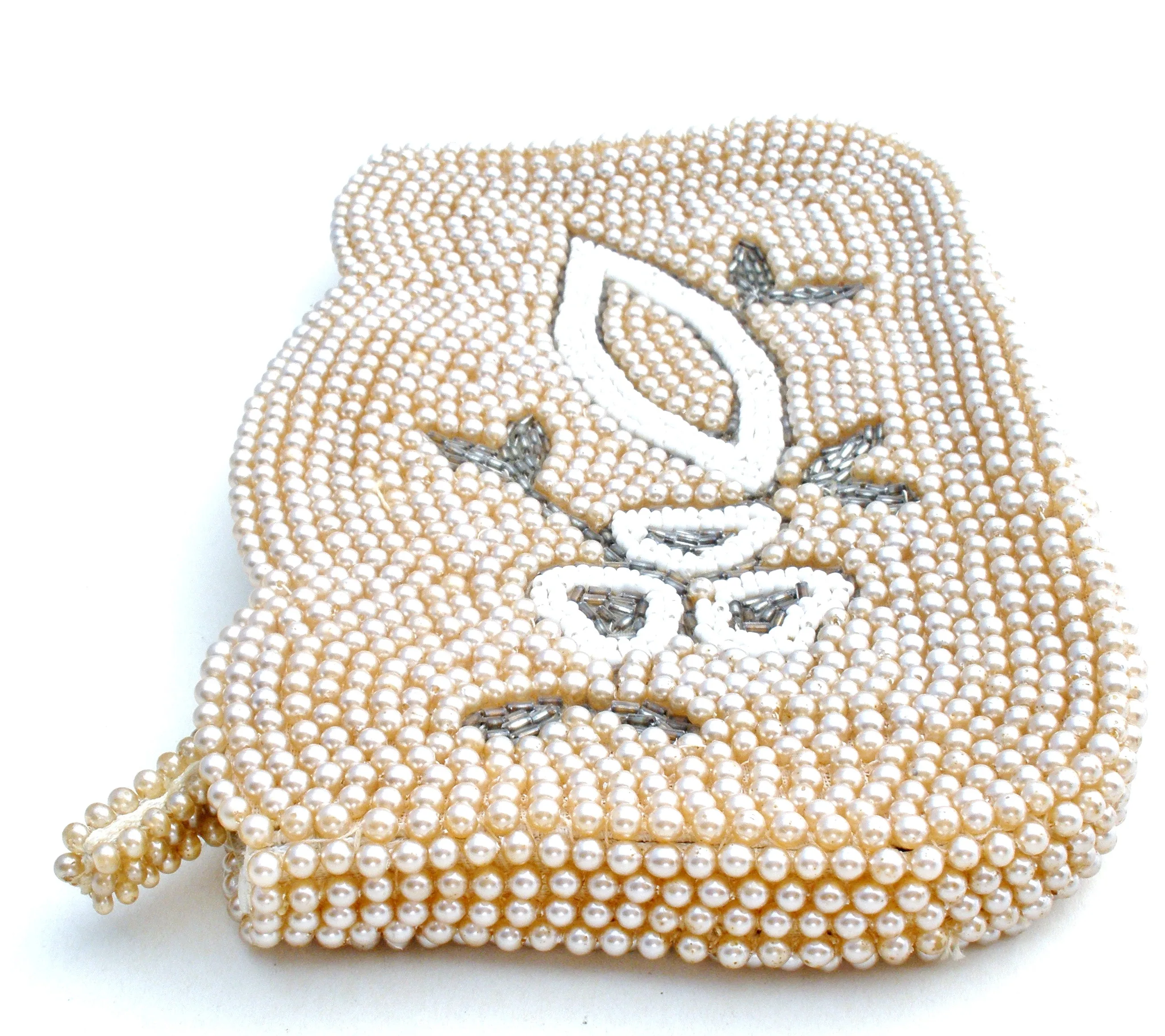 Pearl Beaded Clutch Purse Bag by Debbie Vintage