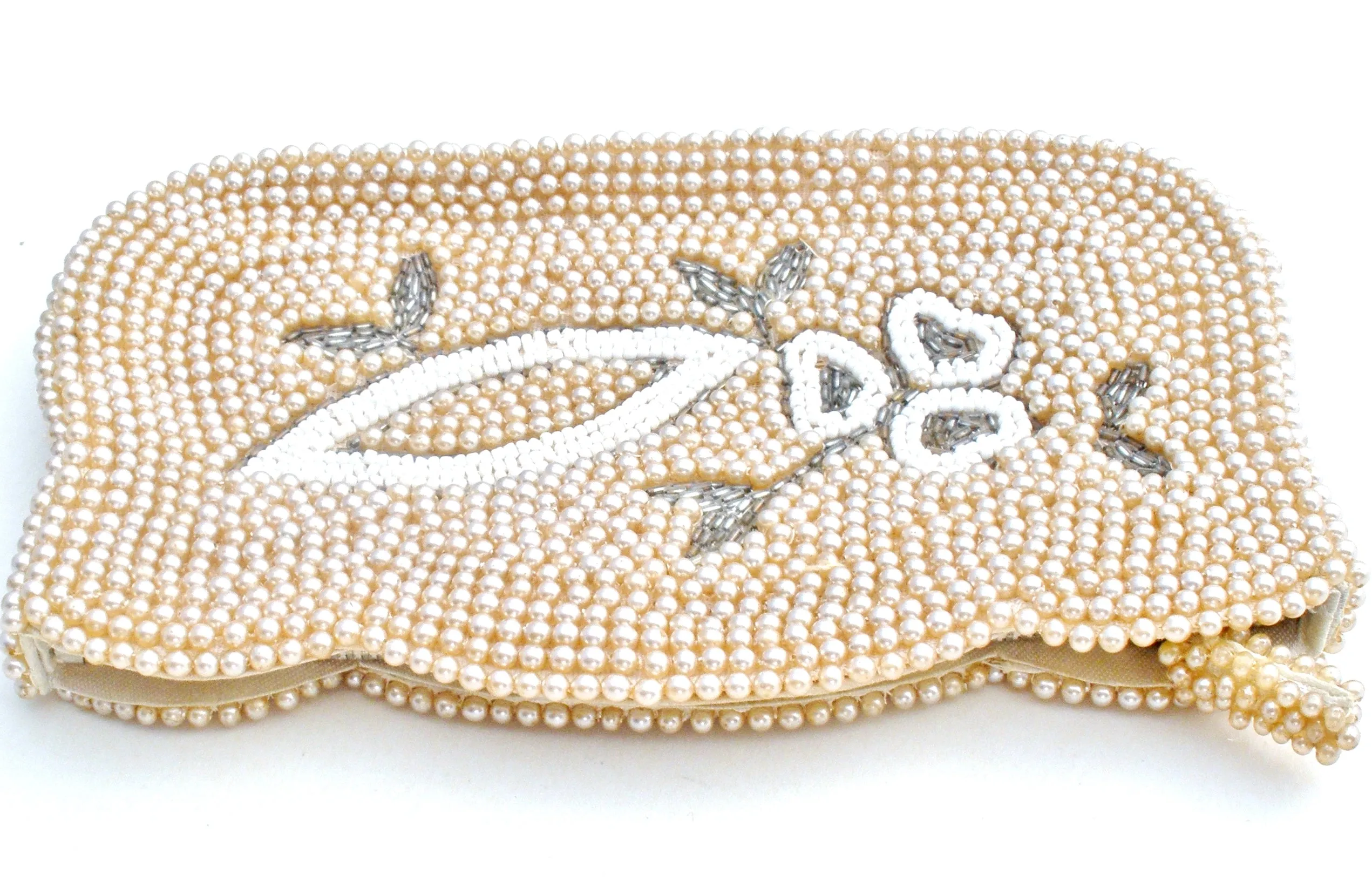 Pearl Beaded Clutch Purse Bag by Debbie Vintage