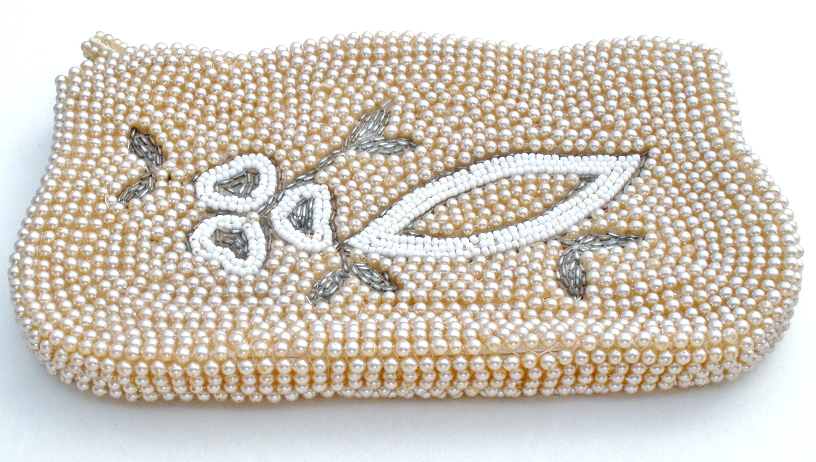 Pearl Beaded Clutch Purse Bag by Debbie Vintage