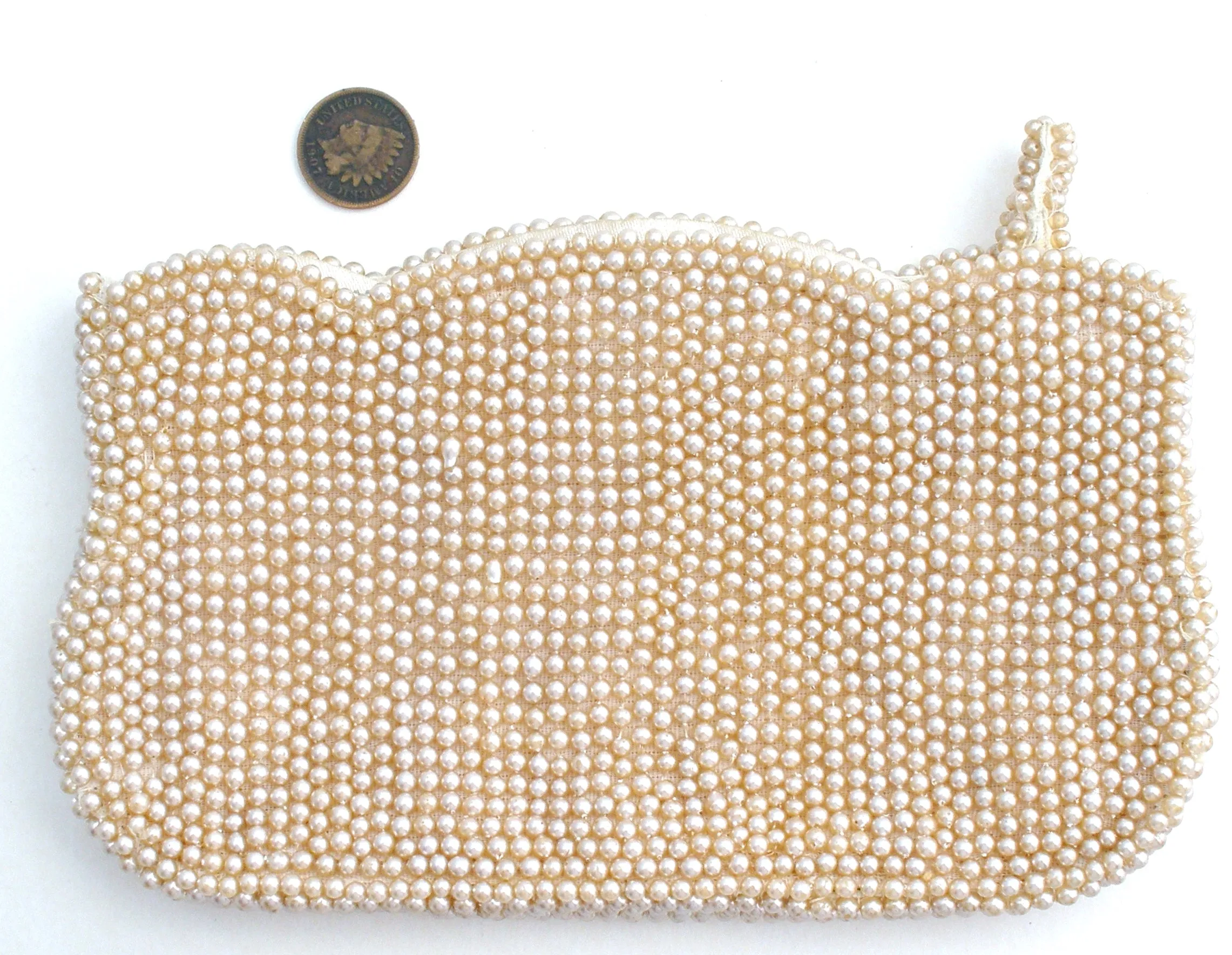 Pearl Beaded Clutch Purse Bag by Debbie Vintage