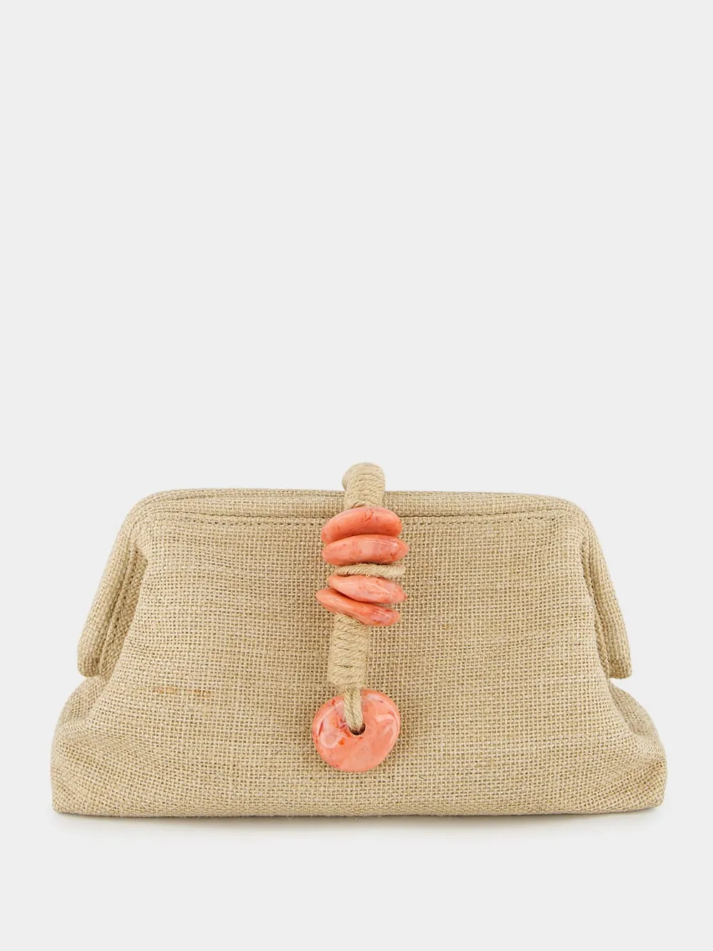 Petra Beige Linen and Jute Clutch