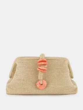 Petra Beige Linen and Jute Clutch