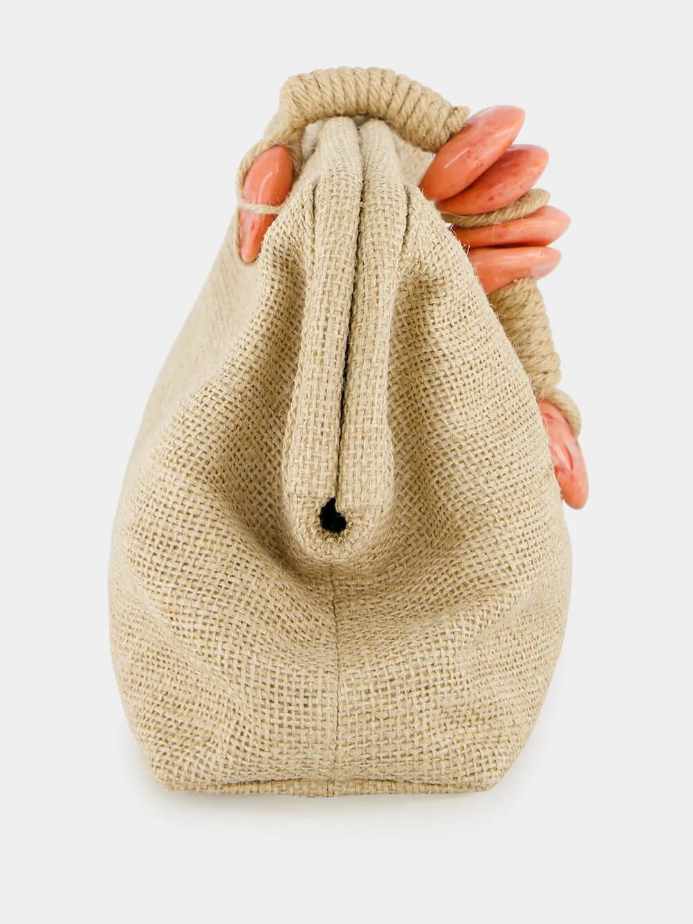 Petra Beige Linen and Jute Clutch