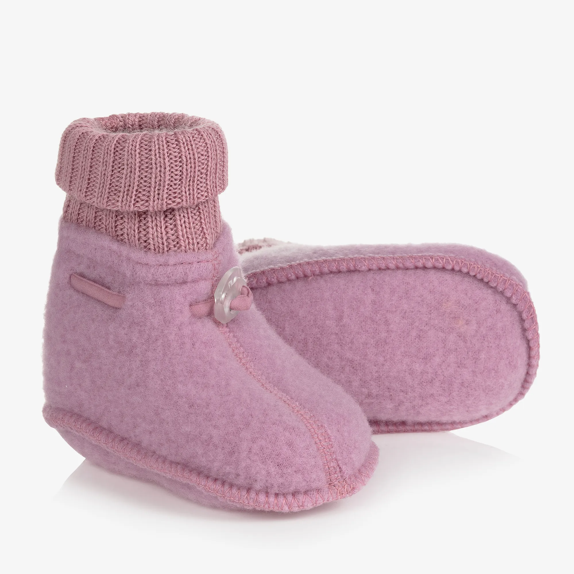 Pink Merino Wool Baby Booties