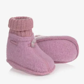 Pink Merino Wool Baby Booties