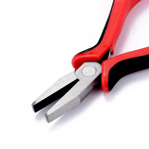 Pliers, Flat Nose, Rubber And Nickel Plated Steel, Black And Red, 12.7cm