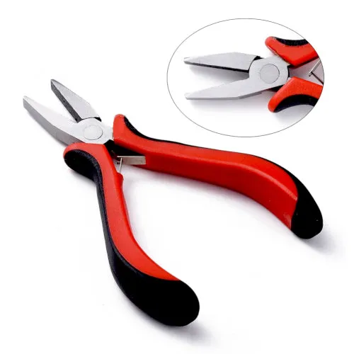 Pliers, Flat Nose, Rubber And Nickel Plated Steel, Black And Red, 12.7cm