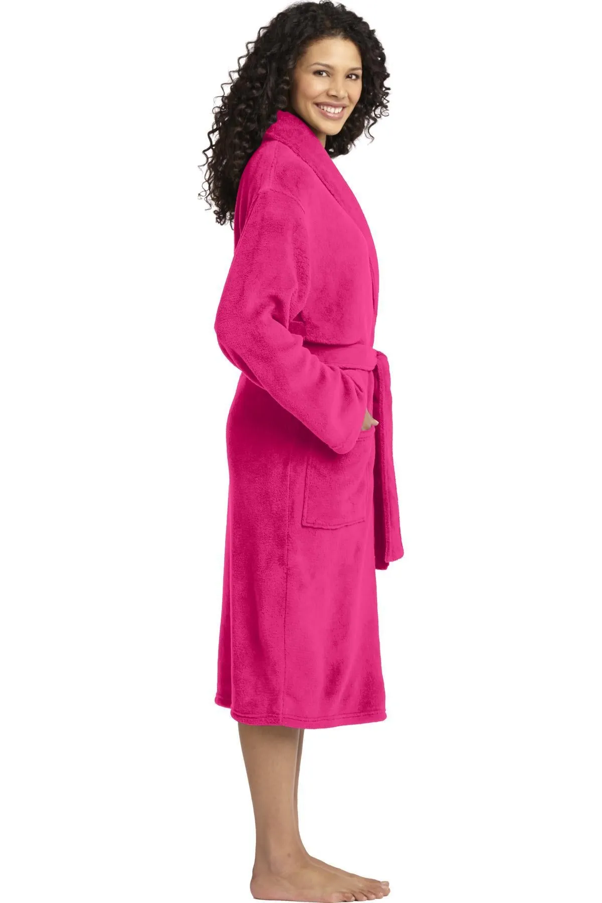 Port Authority Plush Microfleece Shawl Collar Robe R102 Pink Raspberry