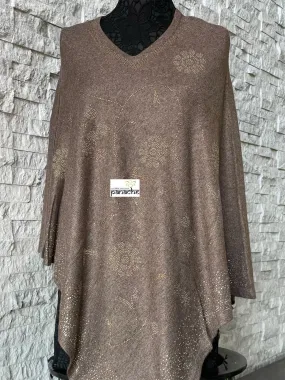 Pure Wool Poncho - Brown Free Size