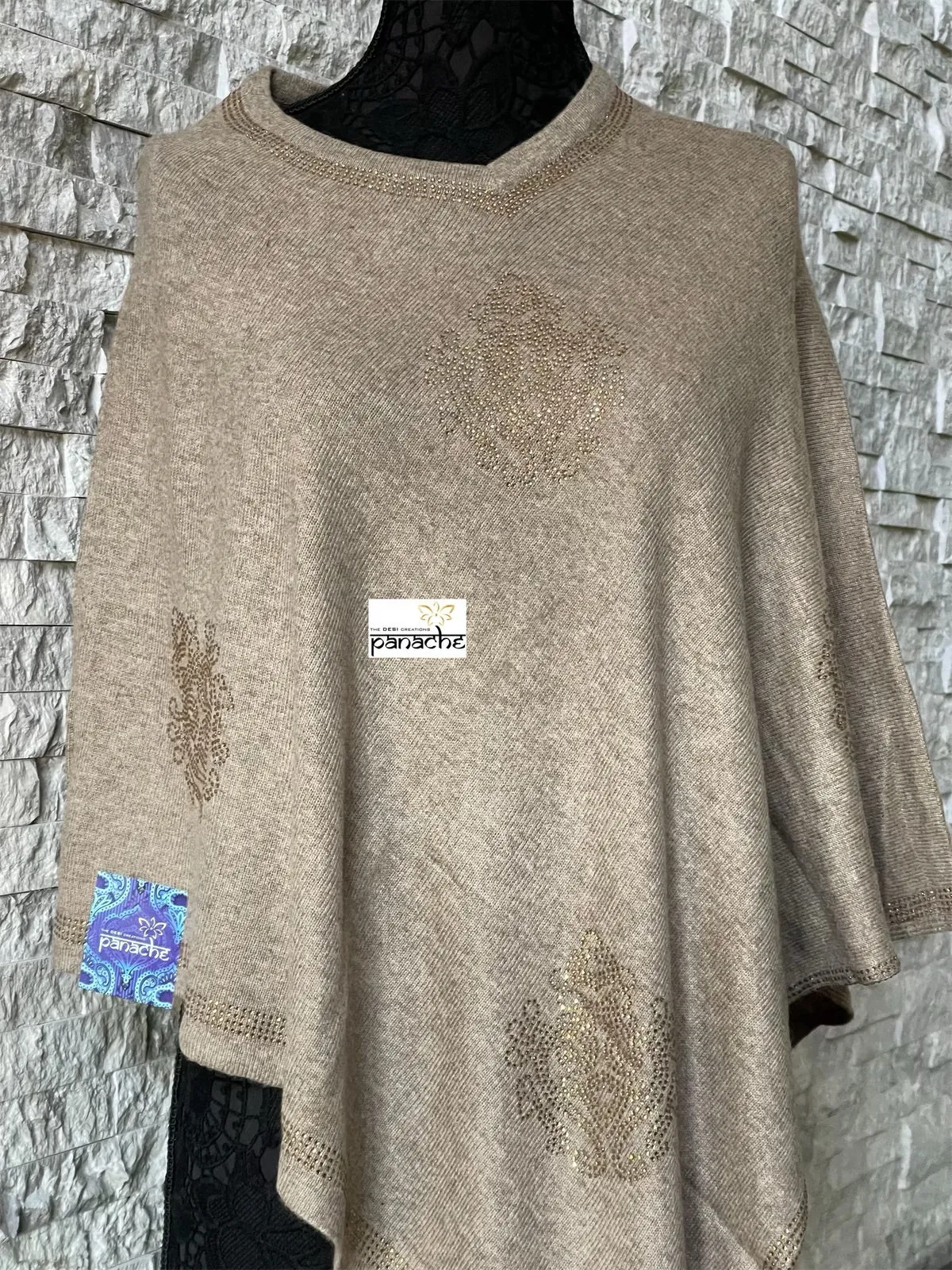 Pure Wool Poncho - Light Fawn Free Size