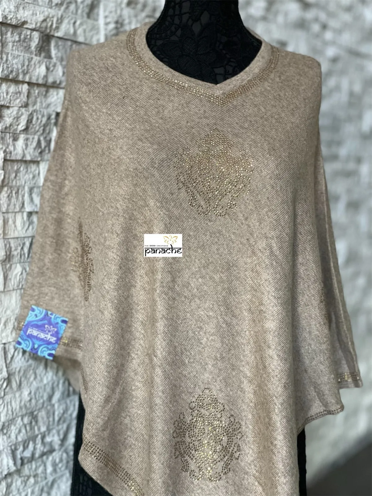 Pure Wool Poncho - Light Fawn Free Size