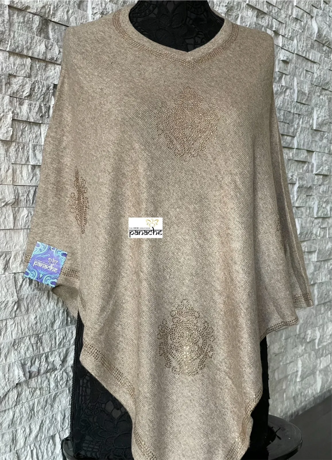 Pure Wool Poncho - Light Fawn Free Size