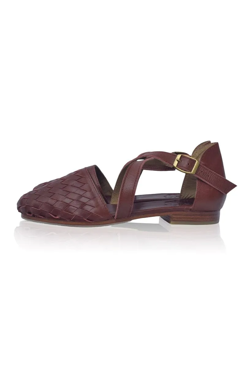 Riviera Leather Flats in Vintage Brown