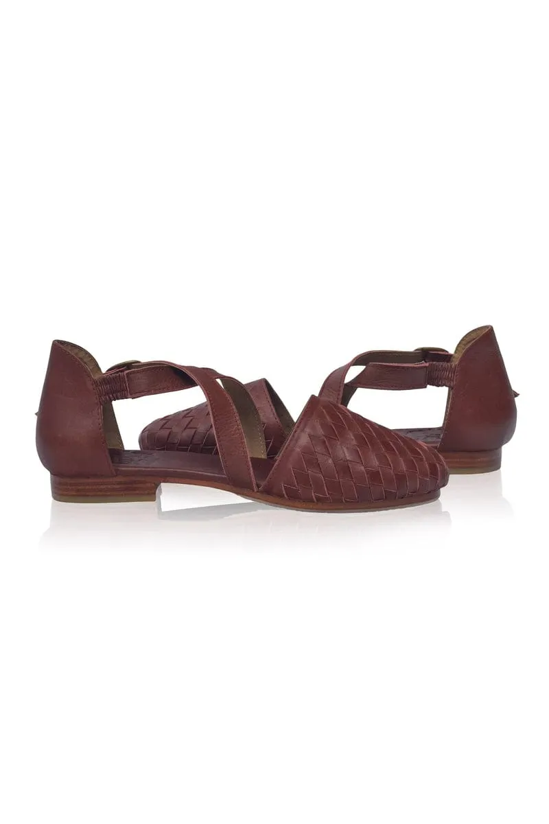 Riviera Leather Flats in Vintage Brown