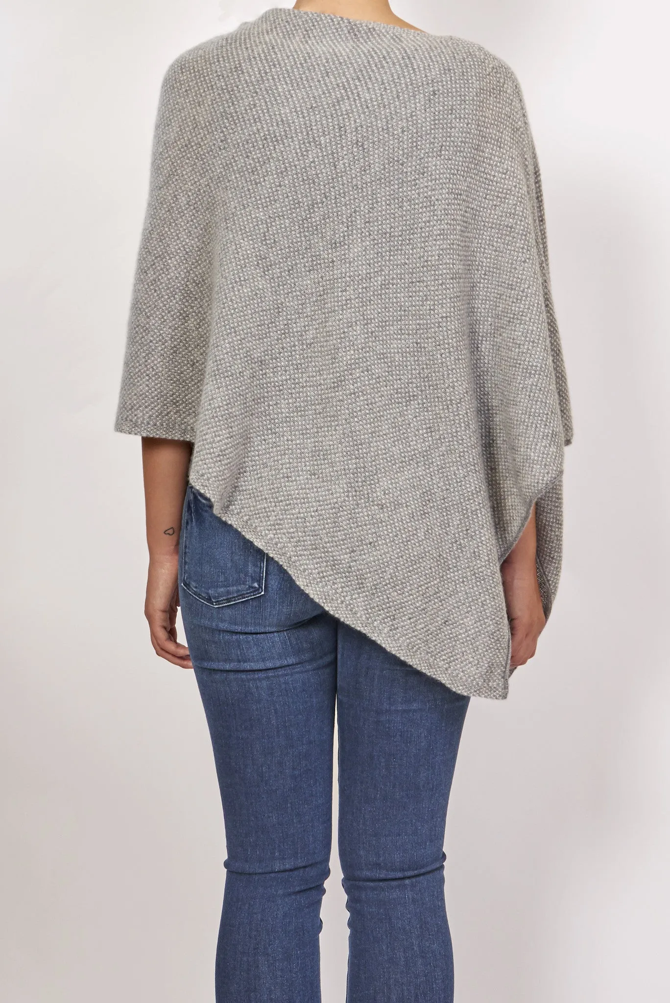 RIVIERA TWEEDED CASHMERE ASYMETRICAL PONCHO