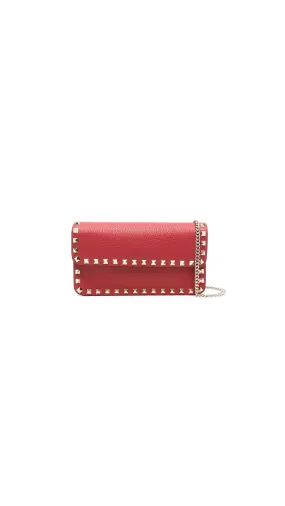 Rockstud Clutch On Chain - Red