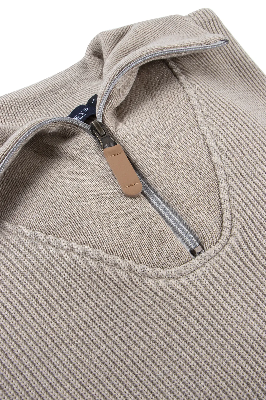 Routleys Merino Knit Zip Shawl Collar Beige