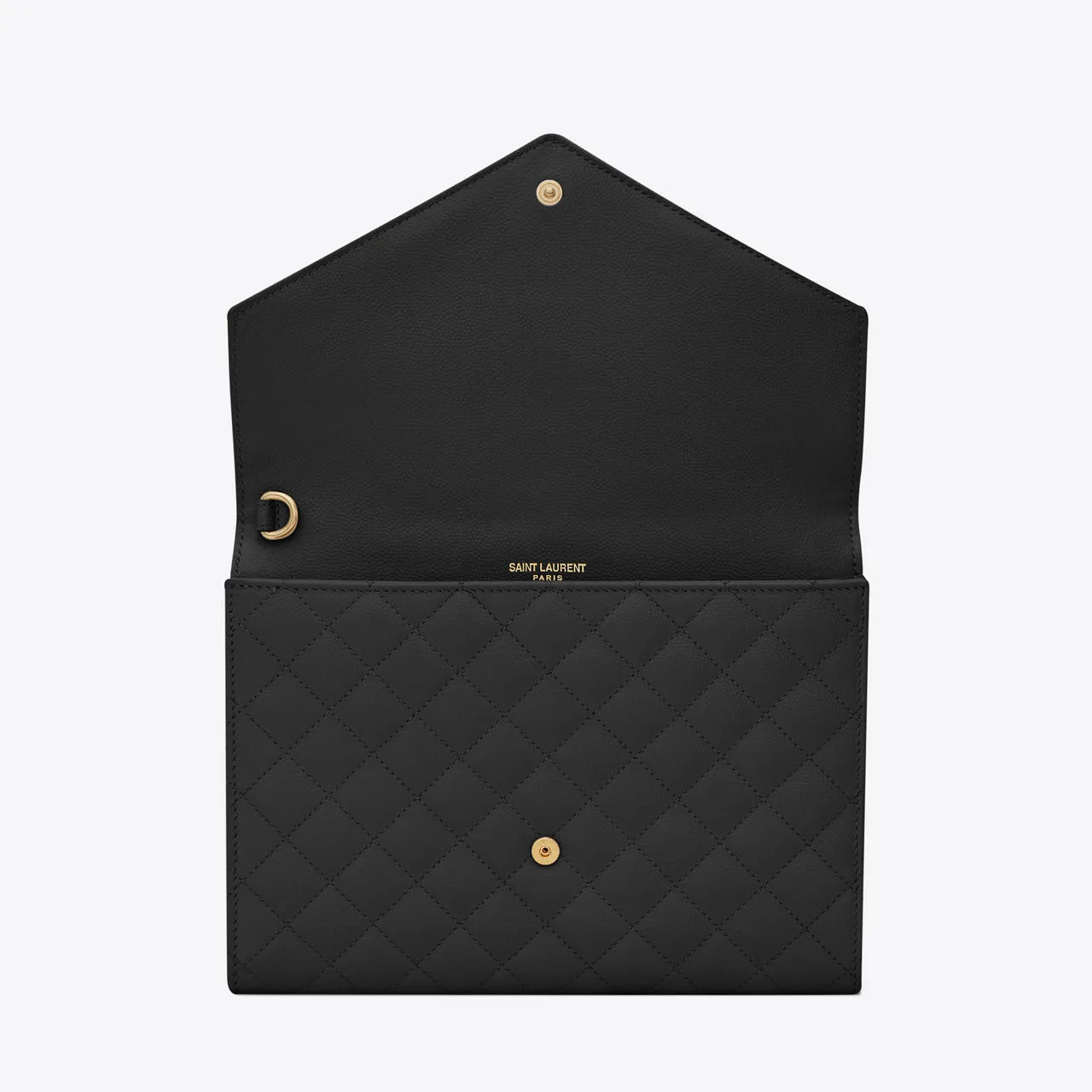 SAINT LAURENT Monogram Matelassé Leather Clutch - BLACK