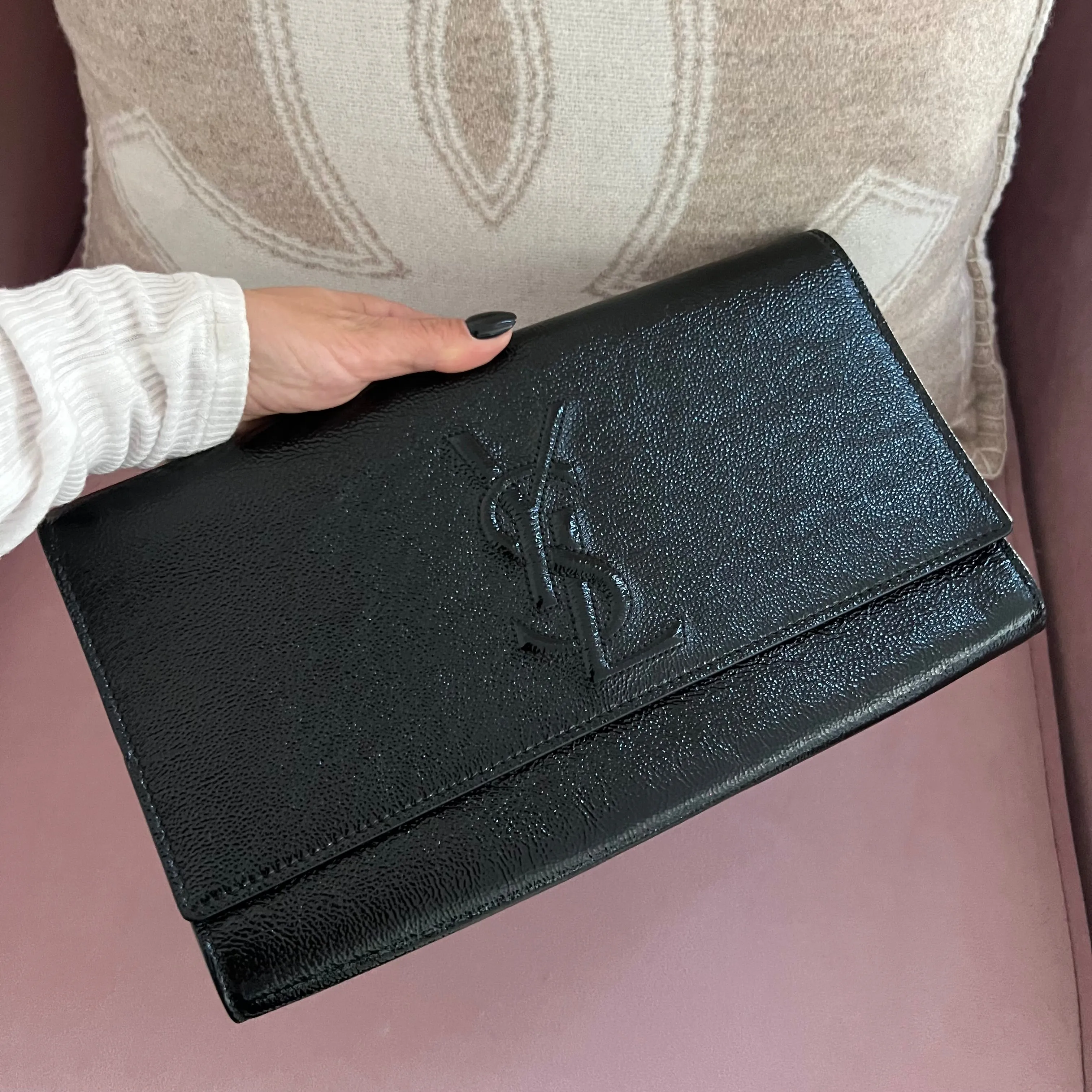 Saint Laurent Patent Leather Belle De Jour Clutch