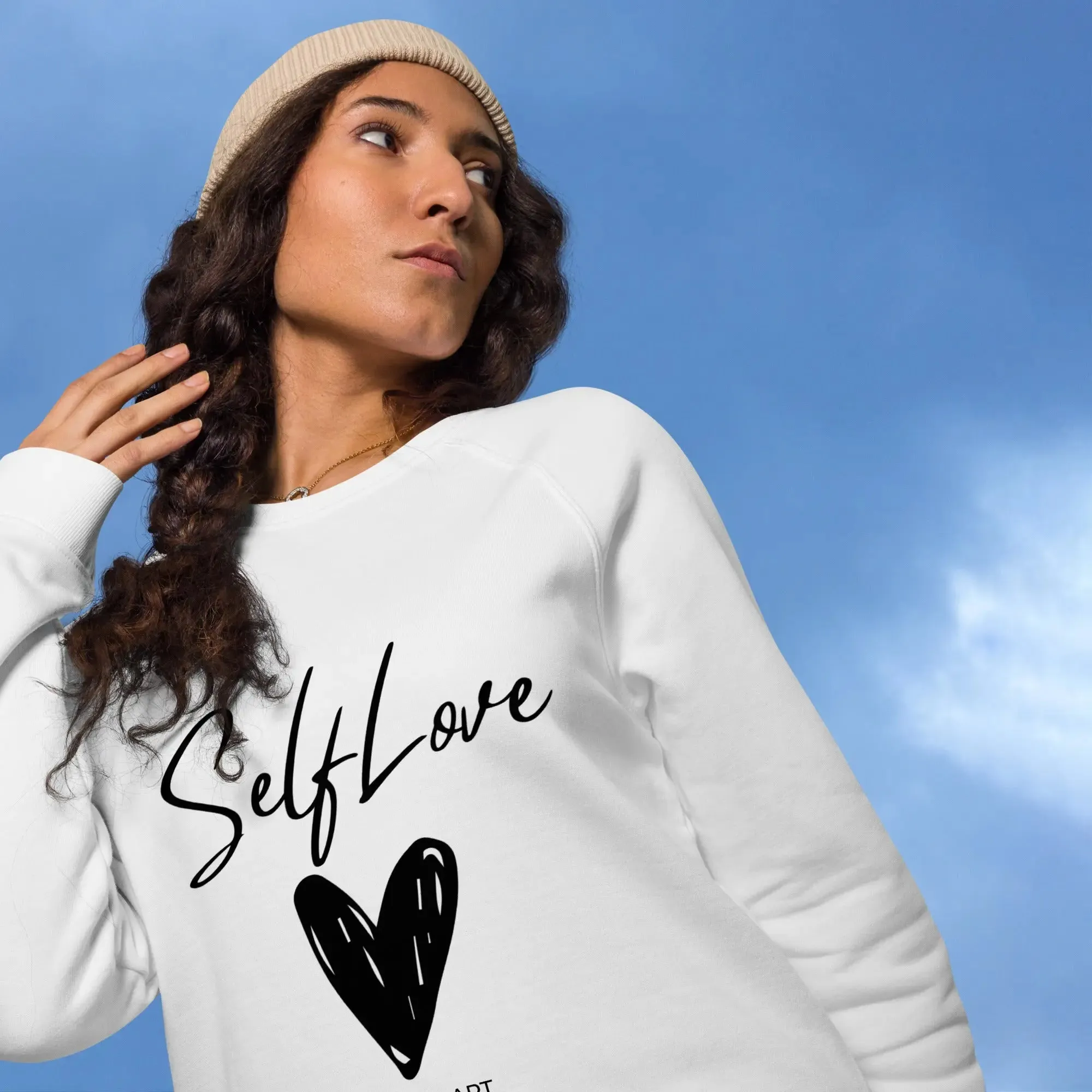 SELF LOVE Unisex organic raglan sweatshirt