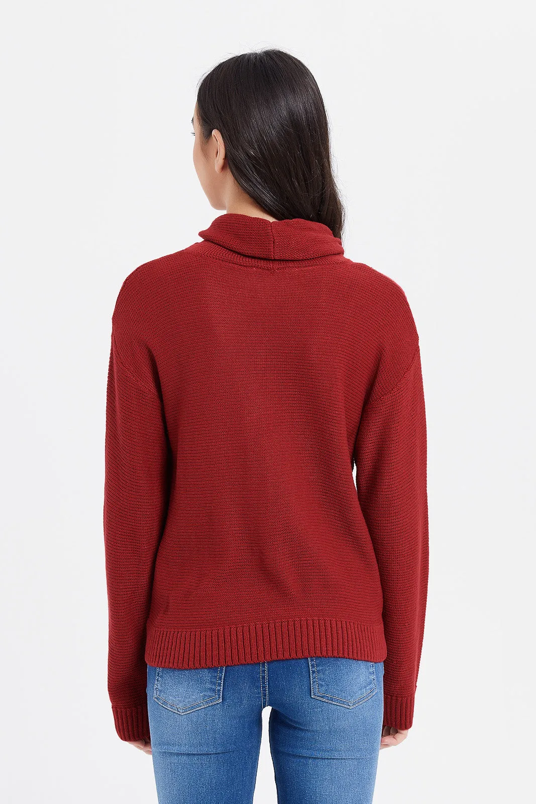 Senior Girls Burgundy Turtleneck Pullover