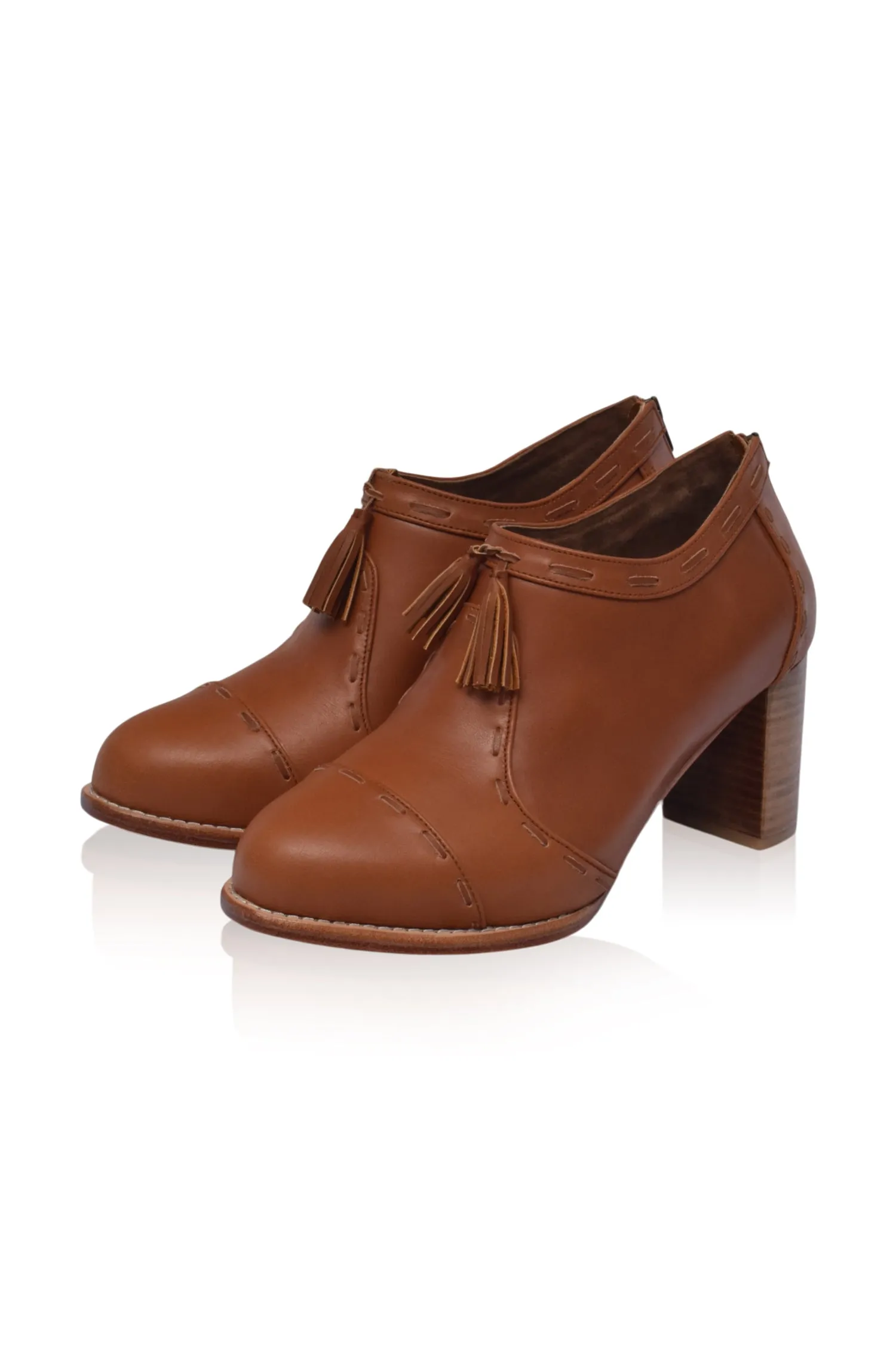 Sensational Leather Booties in Vintage Camel