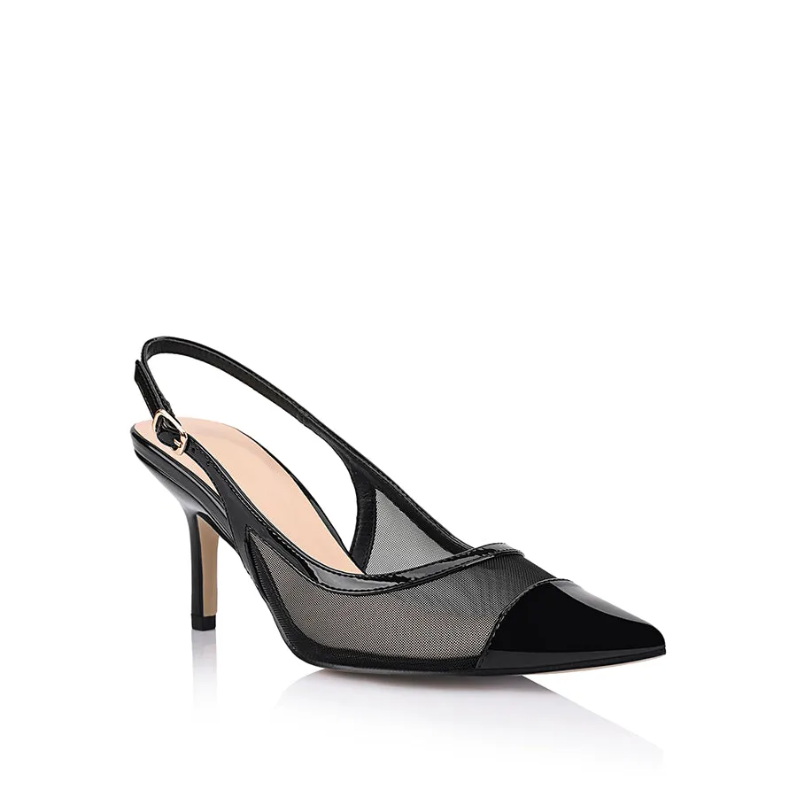 Shayley Slingback Stilettos - Black Mesh