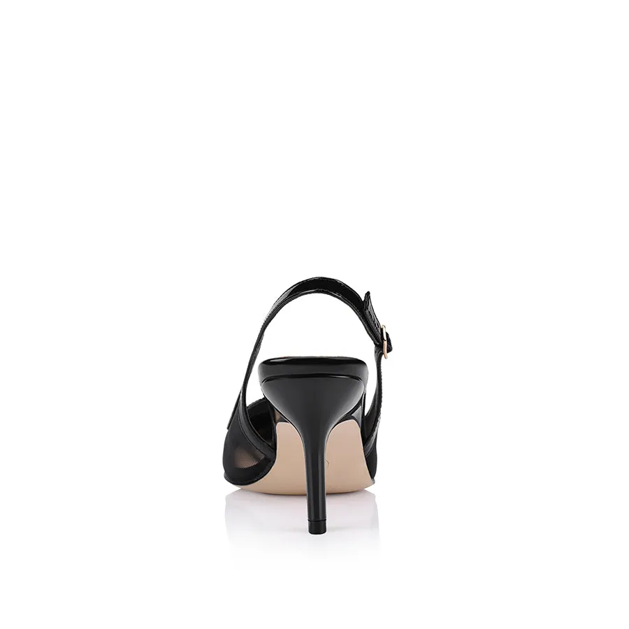 Shayley Slingback Stilettos - Black Mesh