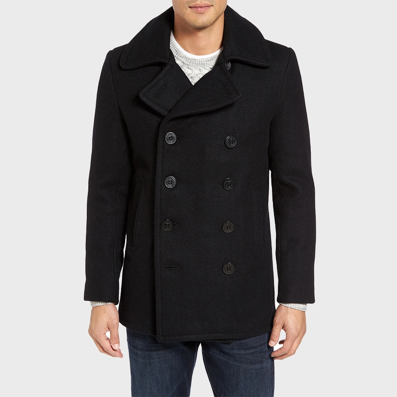 Slim Fit Wool Blend MidNight Blue Peacoat For Mens