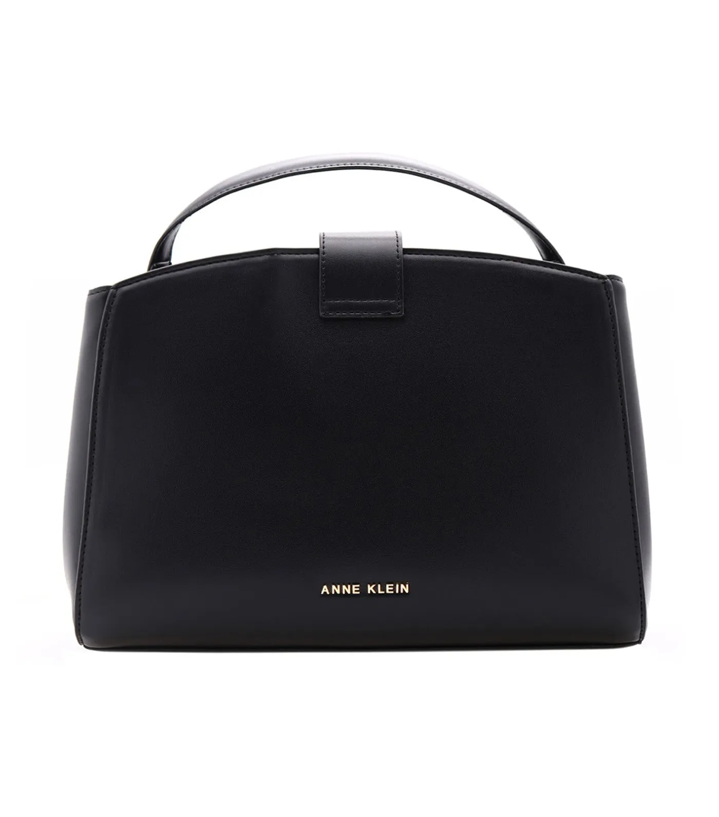 Small E/W Satchel with Enamel Turn Lock Black