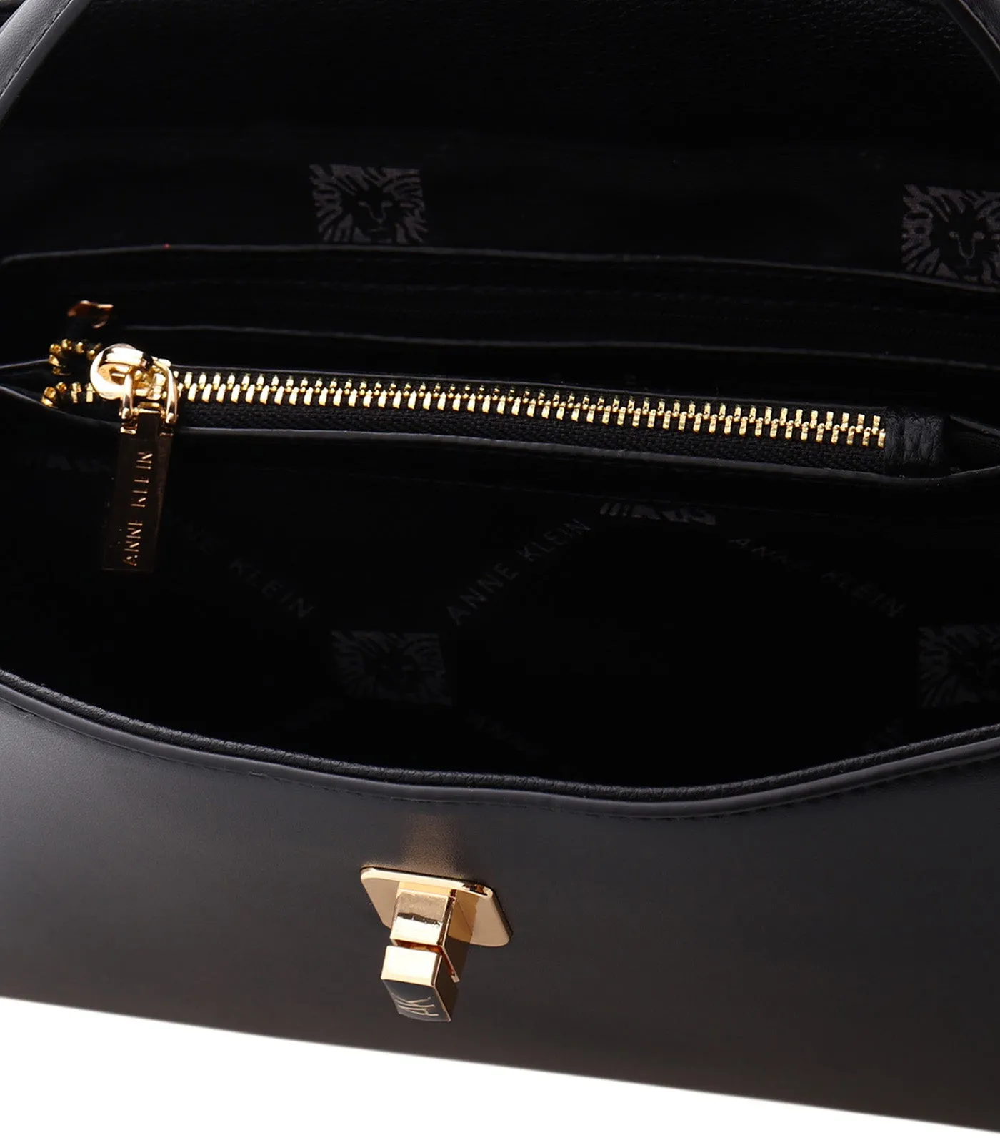 Small E/W Satchel with Enamel Turn Lock Black