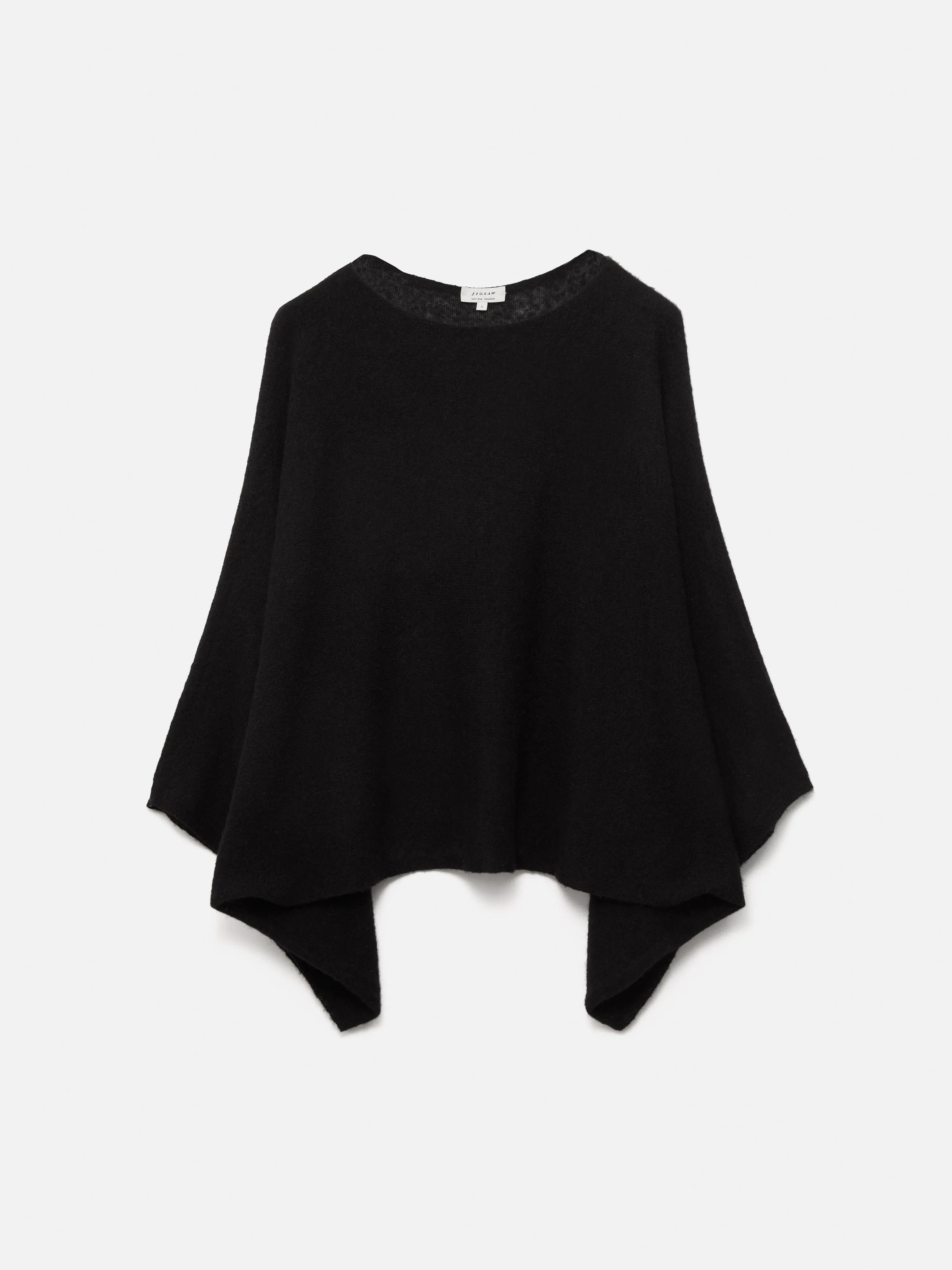 Soft Gauzy Knit Poncho Jumper | Black