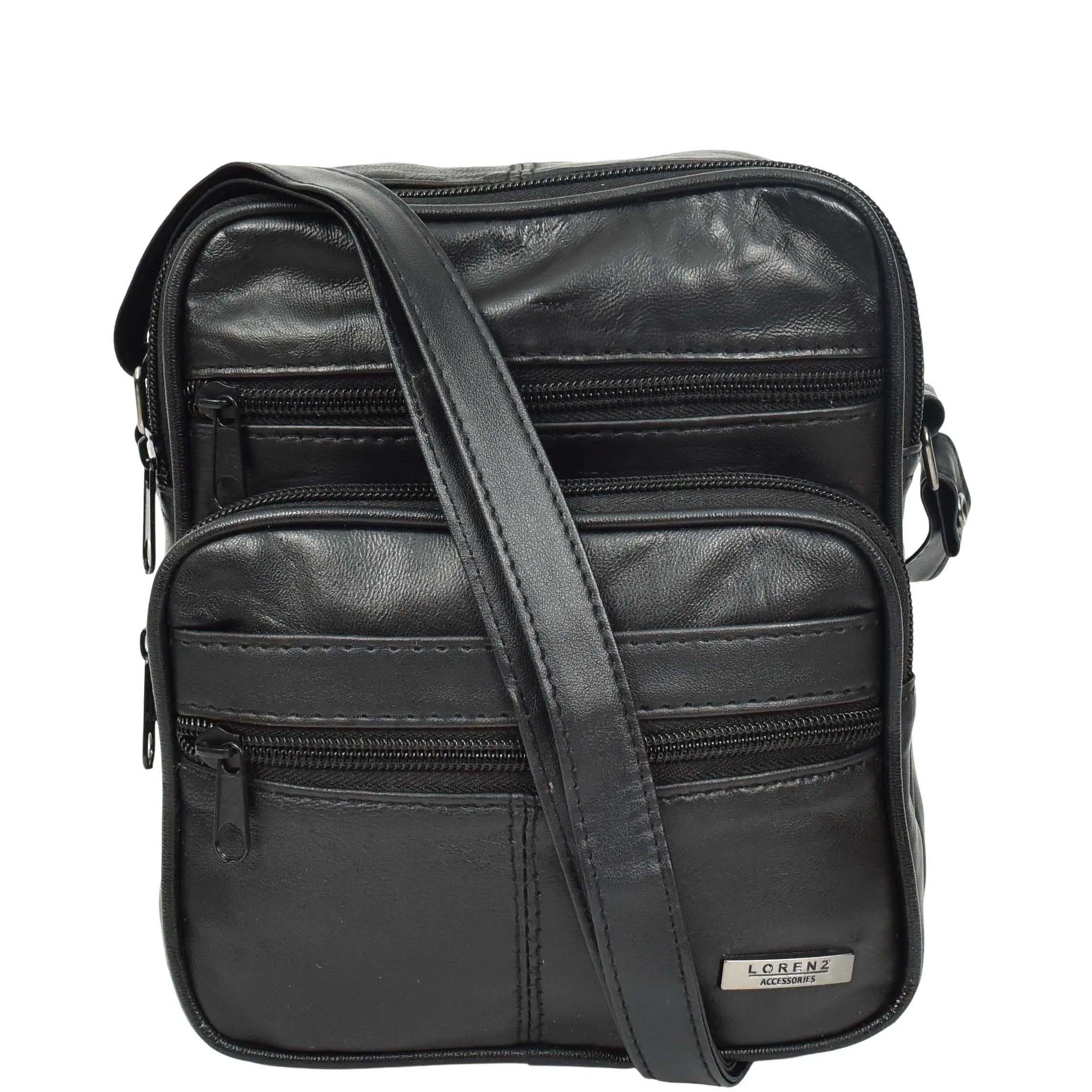 Soft Leather Man Bag Mens Cross Body Messenger Pouch HOL1541 Black