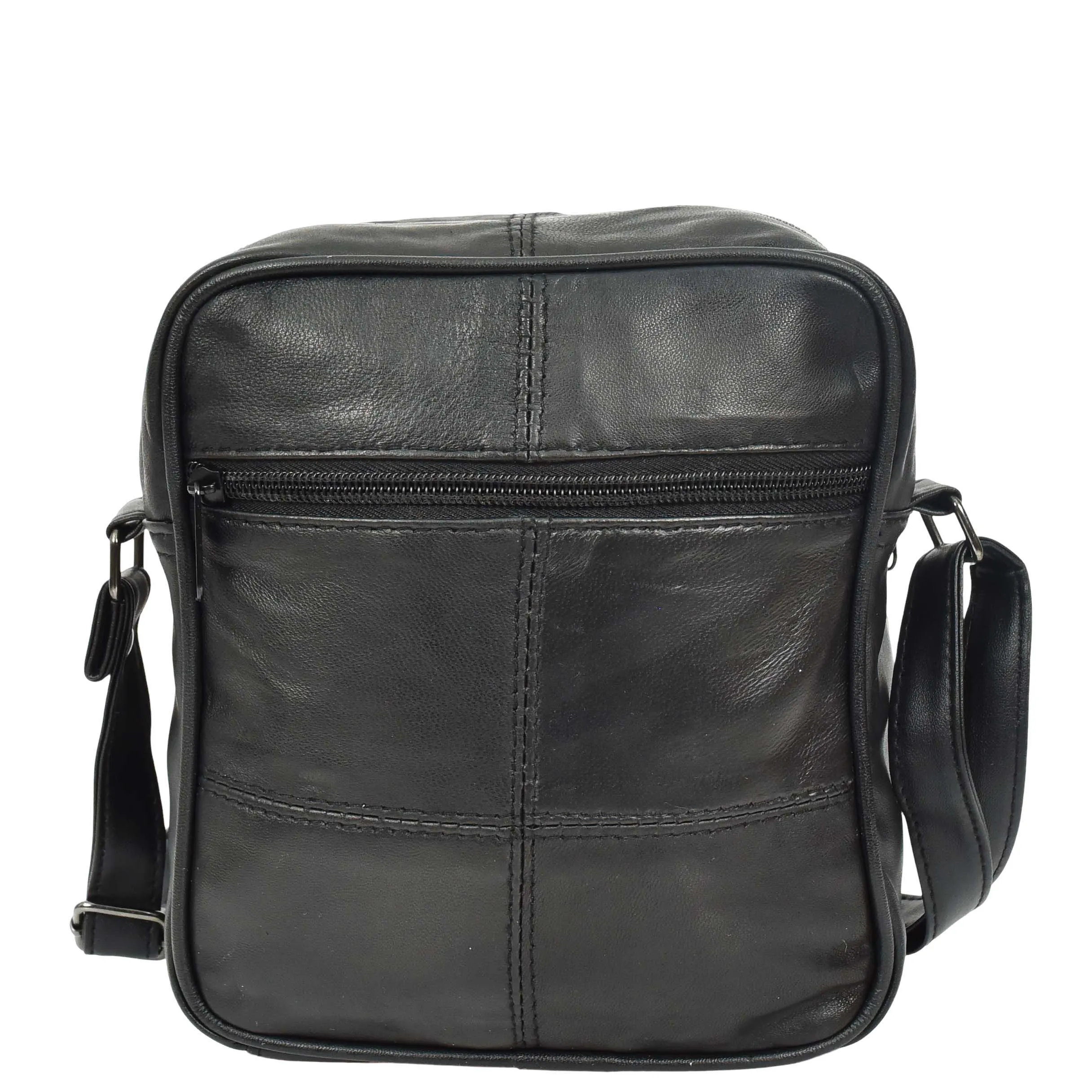 Soft Leather Man Bag Mens Cross Body Messenger Pouch HOL1541 Black