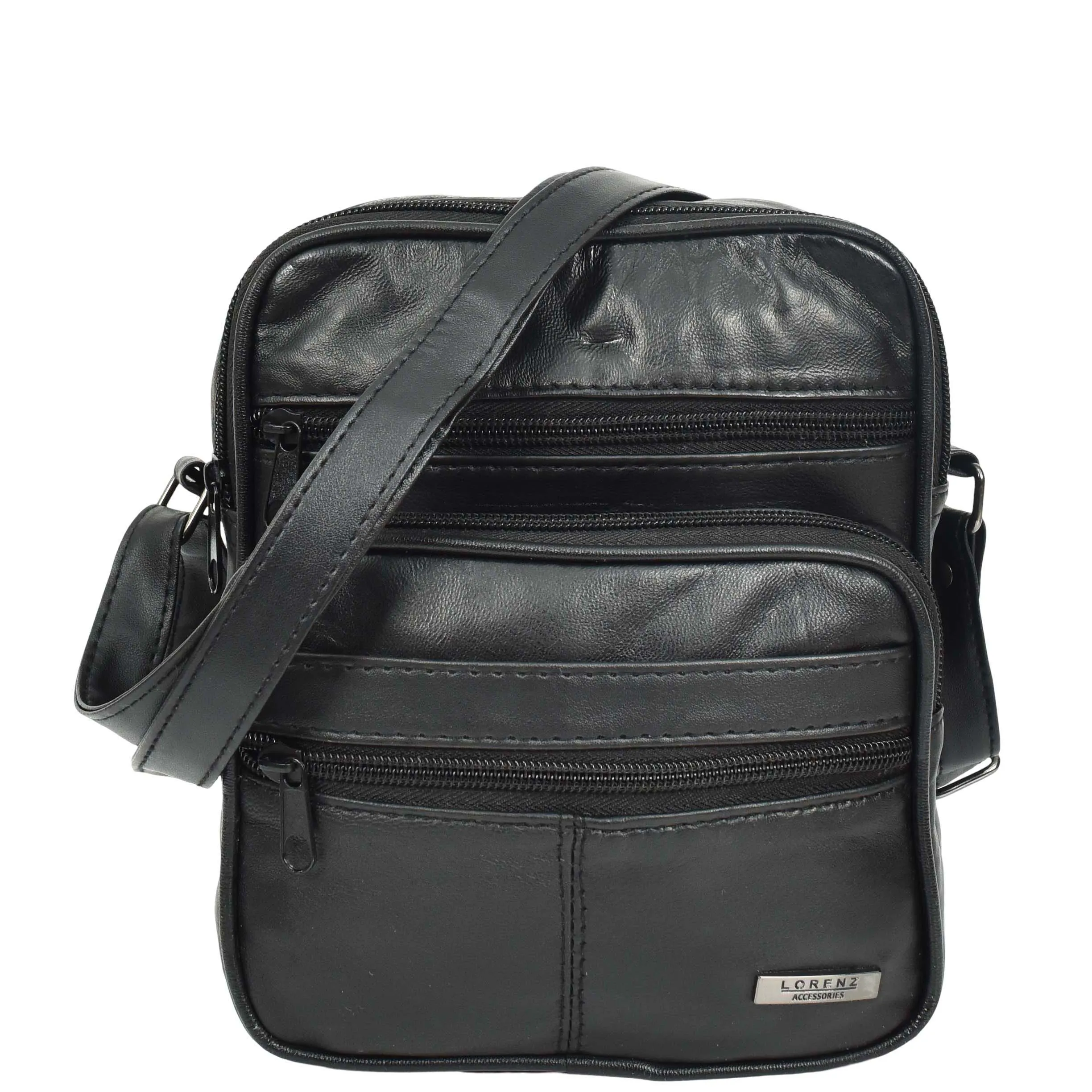 Soft Leather Man Bag Mens Cross Body Messenger Pouch HOL1541 Black