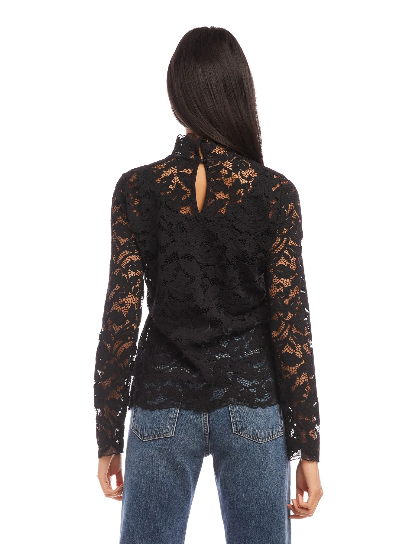 STRETCH LACE TURTLENECK