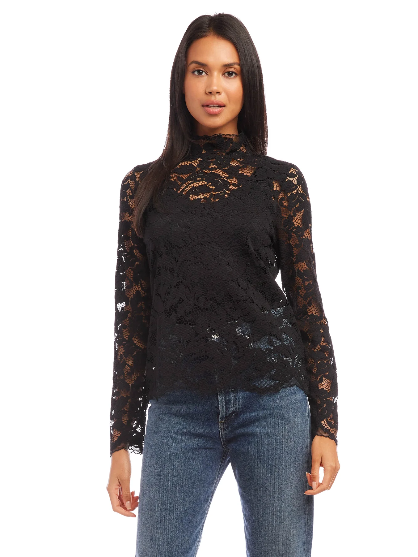 STRETCH LACE TURTLENECK