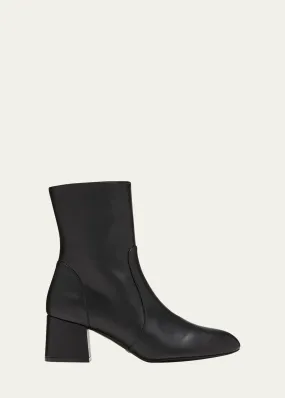 Stuart Weitzman Flareblock Leather Zip Ankle Booties