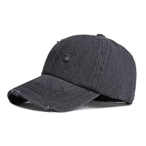 Summer Unisex Solid Denim Curved Peak Sun Protect Adjustable Baseball Cap