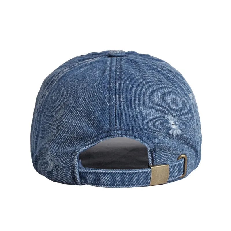 Summer Unisex Solid Denim Curved Peak Sun Protect Adjustable Baseball Cap