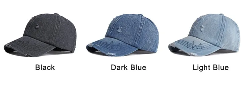 Summer Unisex Solid Denim Curved Peak Sun Protect Adjustable Baseball Cap